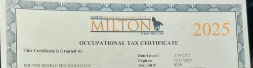 2025 City of Milton business license