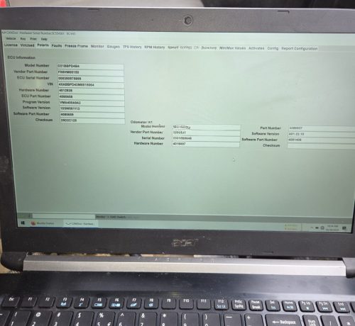 Polaris UTV, side-by-side, and ATV computer diagnostic cable and software on laptop